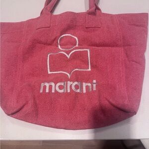 Isabel Marant Coral-Red Terry Tote with Embroidered Logo